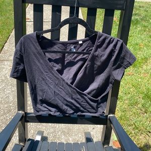 Cross front black crop top